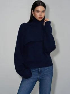 Online Asymmetrical Turtleneck Plain Sweater Sweater Tops|Sweaters & Cardigans