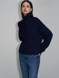 Online Asymmetrical Turtleneck Plain Sweater Sweater Tops|Sweaters & Cardigans