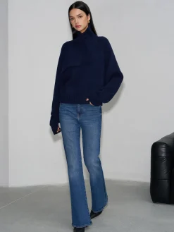 Online Asymmetrical Turtleneck Plain Sweater Sweater Tops|Sweaters & Cardigans