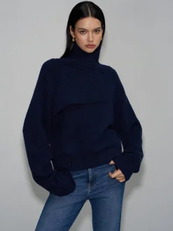 Online Asymmetrical Turtleneck Plain Sweater Sweater Tops|Sweaters & Cardigans