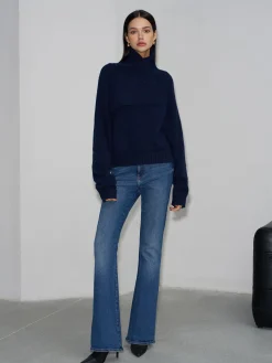 Online Asymmetrical Turtleneck Plain Sweater Sweater Tops|Sweaters & Cardigans