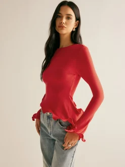 Asymmetrical Wave Trim Blouse Blouses & Shirts|Tops