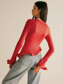 Asymmetrical Wave Trim Blouse Blouses & Shirts|Tops