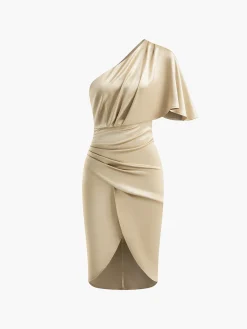 Hot Asymmetrical Zipper Pleated Dress Vacation Dresses|Summer Dresses