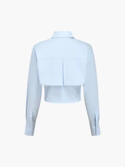 Baby Open Collar Double Layer Crop Shirt Crop Tops|Blouses & Shirts