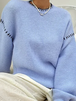 New Baby Blue Pullover Sweater Sweater Tops|Sweaters & Cardigans