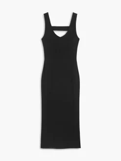 Online Back Cutout Knit Midi Dress Black Dresses|Sweater Dresses