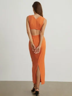 Clearance Back Cutout Linen Midi Dress Casual Dresses|Vacation Dresses