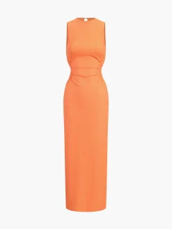 Clearance Back Cutout Linen Midi Dress Casual Dresses|Vacation Dresses