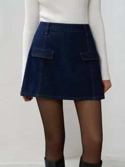 Best Back Zipper Denim Mini Skirt Skirts|Denim