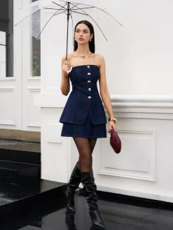 Best Back Zipper Denim Mini Skirt Skirts|Denim