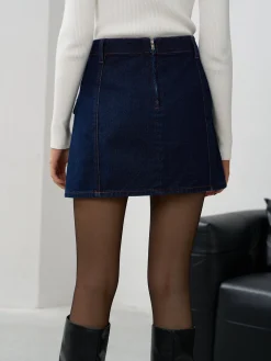Best Back Zipper Denim Mini Skirt Skirts|Denim