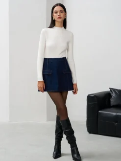 Best Back Zipper Denim Mini Skirt Skirts|Denim