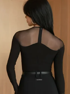 Outlet Back Zipper Sheer Panel Blouse Blouses & Shirts|Tops