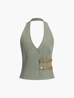 Outlet Backless Belted Halter Top Tank Tops & Camis|Tops