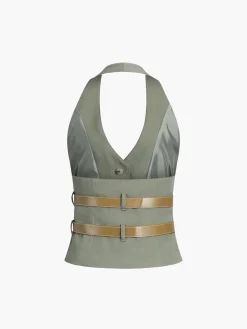 Outlet Backless Belted Halter Top Tank Tops & Camis|Tops