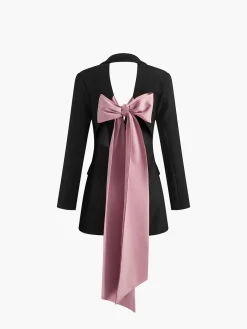 Discount Backless Botton Bow Short Dress Dresses
