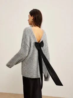 Sale Backless Bow Shift Sweater Sweater Tops|Sweaters & Cardigans