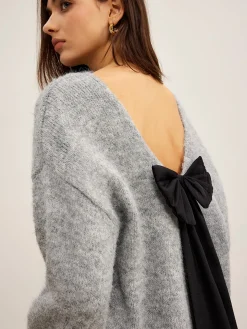 Sale Backless Bow Shift Sweater Sweater Tops|Sweaters & Cardigans