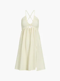 Online Backless Criss Cross Split Midi Dress Casual Dresses|Vacation Dresses