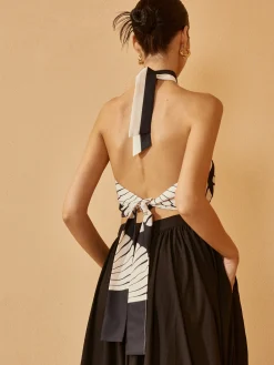 Backless Cross Halter Print Tank Top Tank Tops & Camis|Tops