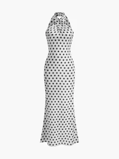 Hot Backless Cross-Over Collar Slim Fit Long Dress White Dresses|Casual Dresses