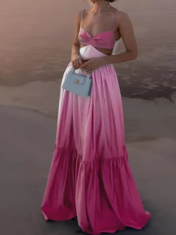 Sale Backless Cutout Cami Long Dress Cocktail & Party Dresses|Vacation Dresses