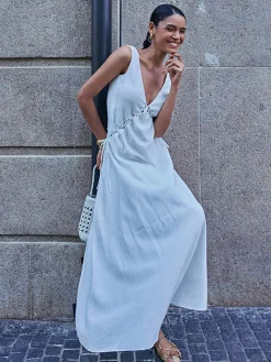 Hot Backless Cutout Criss Cross Dress White Dresses|Vacation Dresses