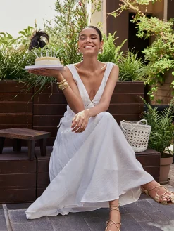 Hot Backless Cutout Criss Cross Dress White Dresses|Vacation Dresses