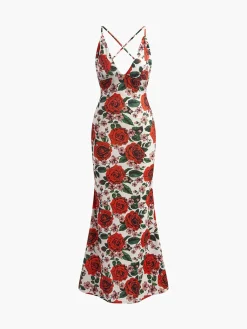 Best Backless Floral Long Dress Floral Dresses|Cocktail & Party Dresses