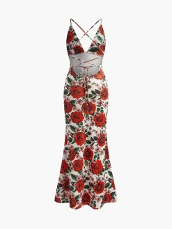 Best Backless Floral Long Dress Floral Dresses|Cocktail & Party Dresses