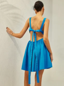 Sale Backless Knotted Ruched Dress Casual Dresses|Vacation Dresses