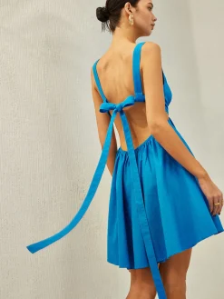 Sale Backless Knotted Ruched Dress Casual Dresses|Vacation Dresses