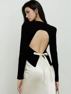 Outlet Backless Lace Up Long Sleeve Blouse Blouses & Shirts