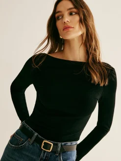 Backless Long Sleeve Tie T-Shirt T-shirts|Tops