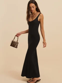 Sale Backless Low Cut Long Dress Black Dresses|Casual Dresses