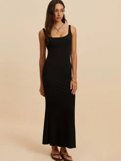 Sale Backless Low Cut Long Dress Black Dresses|Casual Dresses