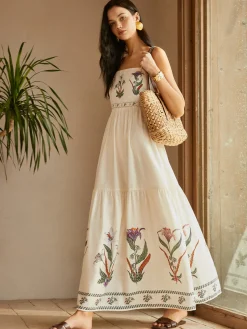 Outlet Backless Pleated Floral Dress Casual Dresses|Floral Dresses