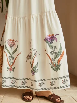Outlet Backless Pleated Floral Dress Casual Dresses|Floral Dresses