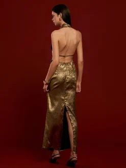 Online Backless Pleated Halter Dress Casual Dresses|Cocktail & Party Dresses