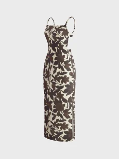 Clearance Backless Print Split Zipper Dress Casual Dresses|Cocktail & Party Dresses