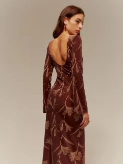 Hot Backless Printed Velvet Slim Dress Casual Dresses|Long Dresses