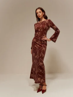 Hot Backless Printed Velvet Slim Dress Casual Dresses|Long Dresses