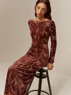 Hot Backless Printed Velvet Slim Dress Casual Dresses|Long Dresses