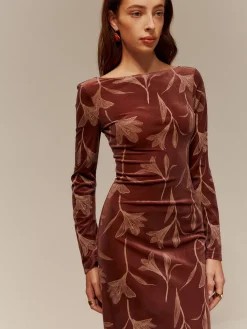Hot Backless Printed Velvet Slim Dress Casual Dresses|Long Dresses