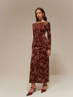 Hot Backless Printed Velvet Slim Dress Casual Dresses|Long Dresses