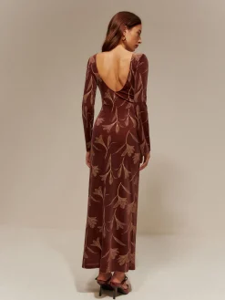Hot Backless Printed Velvet Slim Dress Casual Dresses|Long Dresses