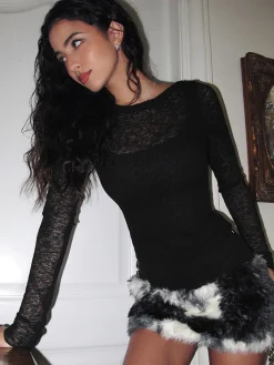 Hot Backless Sheer Skinny T-Shirt Tops