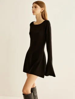 Discount Backless Slim Short Dress Black Dresses|Sweater Dresses