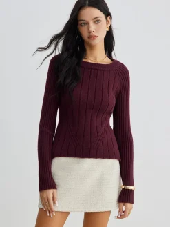 Sale Backless Slim Tie Knit Top Sweater Tops|Sweaters & Cardigans